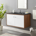 Modway - Transmit 36" Vanité de salle de bain murale - Noir noyer-Conception murale