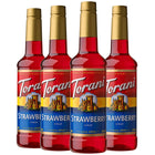 Torani - Sirop fraise -750 mL - paquet de 4-Plus que simple café : Idéal pour les lattes, les frappes, les sodas artisanaux, les thés, les limonades, les mocktails, les desserts et autres boissons mélangées congelées