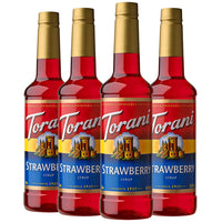 Torani - Sirop fraise -750 mL - paquet de 4-Plus que simple café : Idéal pour les lattes, les frappes, les sodas artisanaux, les thés, les limonades, les mocktails, les desserts et autres boissons mélangées congelées