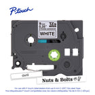 Brother TZe221 Ruban laminé blanc avec texte noir authentique pour étiqueteuses P-touch, 9 mm de largeur x 8 m de longueur-L’endos fendu facile à peler permet l’application rapide de l’étiquette