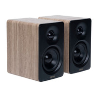 Edifier - Enceinte Bluetooth multimédia sans fil haute résolution M60 à commande tactile - Chêne classique-Chaque caisson en bois fabriqué à la main abrite un tweeter à dôme en soie de 1" et un haut-parleur médium-grave en aluminium à longue portée de 3". Alimentés par un amplificateur audio classe D à boucle fermée à haute efficacité, les haut-parleurs produisent un total de 66 W RMS, offrant un son puissant et clair.