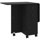 HOMCOM - Table à manger pliante à roulettes avec rallonge, tiroirs et armoire de rangement pour 4-6 personnes - noir-Son style moderne est parfait pour la chambre, le salon ou la salle à manger 