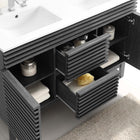 Modway - Render 48" Meuble de salle de bain à double lavabo - Blanc charbon-MDF et panneau de particules