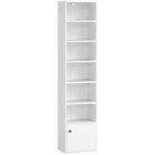 HOMCOM - Bibliothèque 7 niveaux avec étagère réglable et armoire - blanc-Cette bibliothèque blanche dispose de six étagères ouvertes et d’un placard inférieur pour un rangement pratique et polyvalent 