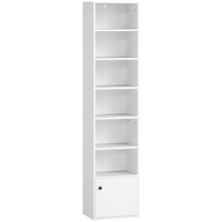 HOMCOM - Bibliothèque 7 niveaux avec étagère réglable et armoire - blanc-Cette bibliothèque blanche dispose de six étagères ouvertes et d’un placard inférieur pour un rangement pratique et polyvalent 