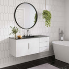 Modway - Vitality Évier simple 48" Vanette de salle de bain - Blanc Noir-Construction en MDF et panneau de particules