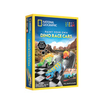 National Geographic - Kit d'activités Dino Racer-Paint T Rex, Stegosaurus et Triceratops tirent en arrière puis foncez jusqu’à l’arrivée