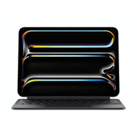 Apple - Magic Keyboard pour iPad Pro 11 po (M4) - Noir-Design tout confort - Avec son support en porte-à-faux à deux articulations, le Magic Keyboard vous permet d’incliner votre iPad tout en douceur dans différents angles de visionnement. Des touches rétroéclairées avec mécanisme ciseau et une rangée de 10 touches de fonction vous offrent plus de polyvalence que jamais. Et le pavé tactile intégré en verre à rétroaction haptique prend en charge les gestes Multi-Touch au moyen du curseur.