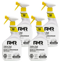 RMR Solutions - Nettoyant pour baignoires et carreaux - 946 ml (paquet de 4)-L'action moussante du Nettoyant pour baignoires et carreaux RMR vous donne non seulement un meilleur contrôle sur l'endroit où vous vaporisez, mais elle agit également comme un agent de surface (tensioactif) supplémentaire pour adhérer fermement aux surfaces de salle de bain plus complexes.