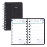 Blueline - 2026 Agenda quotidien DuraFlex avec Couverture texturé extra robuste - 8 po x 5 po - Noir - Bilingue-12 mois: janvier 2026 à décembre 2026 