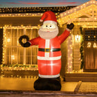HOMCOM - Décoration gonflable de Noël de 8ft avec Père Noël disant Bonjour pour extérieur - Rouge-Se gonfle automatiquement après la mise sous tension pour une configuration facile 