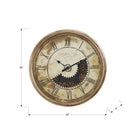 Monarch Specialties - Horloge - 30 po Rond - Mécanisme D'Engrenage - Surdimensionné Grand - Horloge Murale - Or Antique-Fabriqué à partir d'un cadre en plastique durable, fini en or antique classique avec des aiguilles en métal noir, sous une surface en verre pour une protection accrue