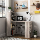 HOMCOM - Bureau moderne pour ordinateur avec étagères de rangement - 47,2 po L x 21,7 po l x 47,2 po H - chêne-Construction solide en bois reconstitué 