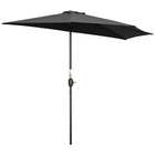 Outsunny - Parasol demi-cercle pour patio avec manivelle et 5 baleines - 9 pi - noir-Diamètre : 9 pi, structure à 5 baleines solides. 4,5 pi du mur à la pointe du parapluie