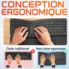 Delton - Clavier ergonomique sans fil KB250, noir-Comprend 111 touches et 12 touches de fonction pour une vitesse et une précision de frappe accrues
