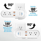 Bell+Howell - Multiprise pivotante avec USB-C - Blanc-Avec protection contre les surtensions : Avec protection intégrée contre les surtensions de 3 000 watts. Vous pouvez désormais charger en toute sécurité 9 appareils à la fois tout en protégeant les gadgets des pics de tension