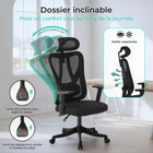 MotionGrey - MC3 Chaise de bureau ergonomique à dossier haut avec accoudoirs réglables - Noir-Dossier en maille respirante et coussin de soutien – Restez au frais et confortable grâce à un dossier en maille double couche favorisant la circulation de l’air, associé à un siège en mousse moulée offrant un soutien qui réduit la pression tout au long de la journée