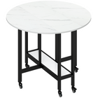 HOMCOM - Table à manger pliante à abattant sur roulettes avec étagère de rangement ouverte pour 4-6 personnes - marbre blanc-Le design pliable permet de gagner de la place tout en accueillant jusqu'à quatre convives 