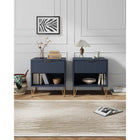 Manhattan Comfort - DUMBO Table de nuit moderne 1 tiroir 51 cm - Bleu Minuit - Lot de 2-Comprend 1 tiroir à extension totale avec tiroir supérieur au design à rainures verticales
