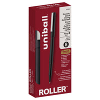 uni-ball – Stylos à bille roulante Roller – 0,5 mm – noir – paquet de 8  -Stylos à bille roulante