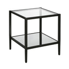 Hudson&Canal - Table d'appoint carrée Hera 50 cm de large avec étagère miroir - Bronze noirci-Un design contemporain moderne pour votre salon, votre chambre et plus encore
