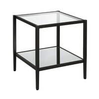 Hudson&Canal - Table d'appoint carrée Hera 50 cm de large avec étagère miroir - Bronze noirci-Un design contemporain moderne pour votre salon, votre chambre et plus encore
