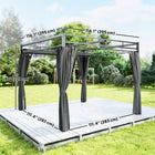 Outsunny - Tonnelle Extérieur, Pergola avec Auvent Rétractable et Rideaux - 10 pi x 10 pi - Gris Foncé-Des trous de drainage intégrés aident à éviter la formation de flaques d’eau après une légère pluie 