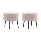 Manhattan Comfort - Bailey pouf rembourré style milieu du siècle 18,11" en mélange de polyester - flocon d’avoine avec pieds noirs - lot de 2-Ottoman moderne du milieu du siècle parfait pour une utilisation dans le salon