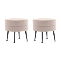 Manhattan Comfort - Bailey pouf rembourré style milieu du siècle 18,11" en mélange de polyester - flocon d’avoine avec pieds noirs - lot de 2-Ottoman moderne du milieu du siècle parfait pour une utilisation dans le salon