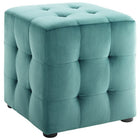 Modway - Contour Cube à touffes Performance Velvet Ottoman - Sarcelle-Ottoman en forme de cube