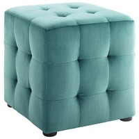 Modway - Contour Cube à touffes Performance Velvet Ottoman - Sarcelle-Ottoman en forme de cube