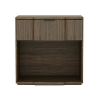 Manhattan Comfort - Table de nuit Clive 22" style mid-century moderne à 1 tiroir - Noyer et noir-Table de nuit aux lignes épurées fabriquée en bois manufacturé avec des accents métalliques pour un look de chambre moderne et raffiné