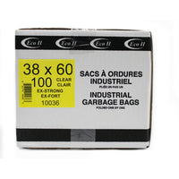 Eco II - Sacs à ordures - 38 po x 60 po - extra fort  - Clair tinté - paquet de 100 -38 po x 60 po