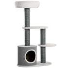 PawHut - Arbre à chat, tour multi-niveaux avec poteaux à griffer, condo - blanc-Construction solide en panneau de particules conçue pour résister à une utilisation prolongée 