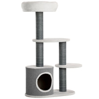 PawHut - Arbre à chat, tour multi-niveaux avec poteaux à griffer, condo - blanc-Construction solide en panneau de particules conçue pour résister à une utilisation prolongée 