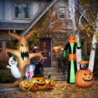 HOMCOM - Citrouille fantôme gonflable d'Halloween de 9ft avec LEDs intégrées décoration de fête - Noir-Ventilateur interne, 3 cordes d'attache, 7 piquets et 3 sacs de sable inclus