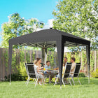 Outsunny - Tente auvent pliante 10 pi l x 10 pi L avec lumière centrale - UPF 50+ - Noir-Télécommande infrarouge incluse pour un contrôle facile