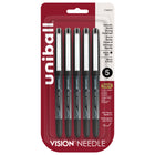 uni-ball - Stylos à bille roulante à aiguille Vision - 0,5 mm - Noir - paquet de 5-Stylos à bille roulante