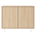 Nexera - Console de rangement 2 portes Slim, Érable doré-Meubles conçus et produits au Canada à partir de panneaux de particules et de MDF certifiés CARB II/FSC.  Item expédié en 24-48 heures après réception de la commande.  Assemblage requis