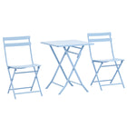 Outsunny - Set de café bistro de jardin de 3 pièces, bleu- Ensemble de table à café bistro 3 pièces, comprenant 2 chaises et 1 table basse carrée 
