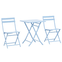 Outsunny - Set de café bistro de jardin de 3 pièces, bleu- Ensemble de table à café bistro 3 pièces, comprenant 2 chaises et 1 table basse carrée 