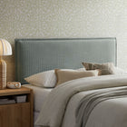 Modway - Camille Mélange de lin rembourré Tête de lit Queen size - Bande bleue Spa-Conception de coussins rembourrés