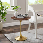 Modway - Lippa Rond de 20 po Bois Table d’appoint - Noyer d’or-Socle métallique résistant aux éclats