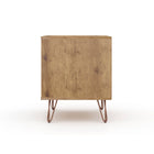 Manhattan Comfort - Rockefeller Table de Nuit 2 Tiroirs 20,08" Style Mid-Century Modern - Naturel et Gris Texturé - Lot de 2-Garantie limitée du fabricant de 30 jours