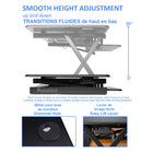 Rocelco – Soulève-moniteur réglable de luxe DADRDM2 pour bureau assis/debout avec support pour double moniteur, noir-5 réglages de hauteur de 6,5 po à 16,3 po