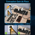 Huntkey - Parasurtenseur multiprise avec 12 prises et 3 ports USB (2 USB-A et 1 USB-C à charge rapide 20 W), cordon de 6 pi avec fiche plate - noir-Équipé de 2 ports USB-C et 1 port USB-A pour fournir une charge haute vitesse aux téléphones intelligents et tablettes directement depuis la barre, réduisant ainsi l'encombrement du bureau.