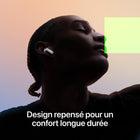 Apple - AirPods 4-Son Et Qualité Des Appels Améliorés - La puce H2 signée Apple propulse les AirPods . L'isolation vocale améliore la qualité des appels dans les environnements bruyants1 à l'aide du traitement audio avancé, qui réduit les bruits de fond et clarifie le son de votre voix pour la personne au bout du fil