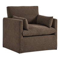Modway - Wellfleet Slipcover Mélange de lin Fauteuil - Cacao-Chaise d’accent couverte