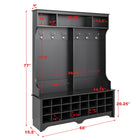 Prepac - Armoire d'entrée Wide Hall Tree 60 po avec 24 compartiments à chaussures - Noir-Dimensions internes : 6,75 po l x 4,75 po h x 14 po p (chaque casier) , compartiment central supérieur : 28,25 po l x 10 po l x 8,5 po p , compartiments latéraux supérieurs : 13,5 po L x 10 po H x 85 po P)