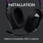 Logitech G535 LIGHTSPEED Casque gaming sans fil - Noir-Commandes placées sur l'oreillette: la molette de volume est située sur l'oreillette pour augmenter rapidement le volume du jeu, des musiques ou des communications. La fonction flip-up permet de rabattre le microphone et de le mettre en sourdine en un seul geste.
